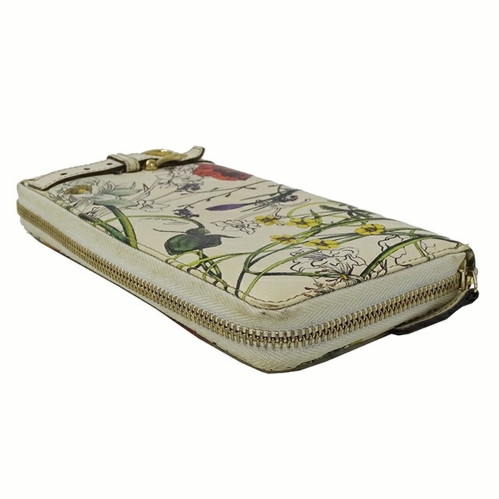 Gucci Flora Long Wallet for Women, Leather, Ivory, 309758, Round, Butterfly, ... - Picture 3 of 16
